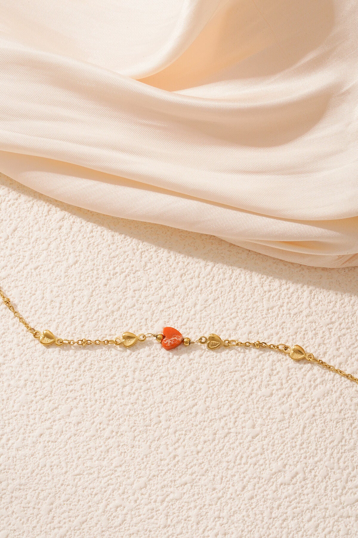 Charming Heart Stainless Steel Bracelet in Green and Orange