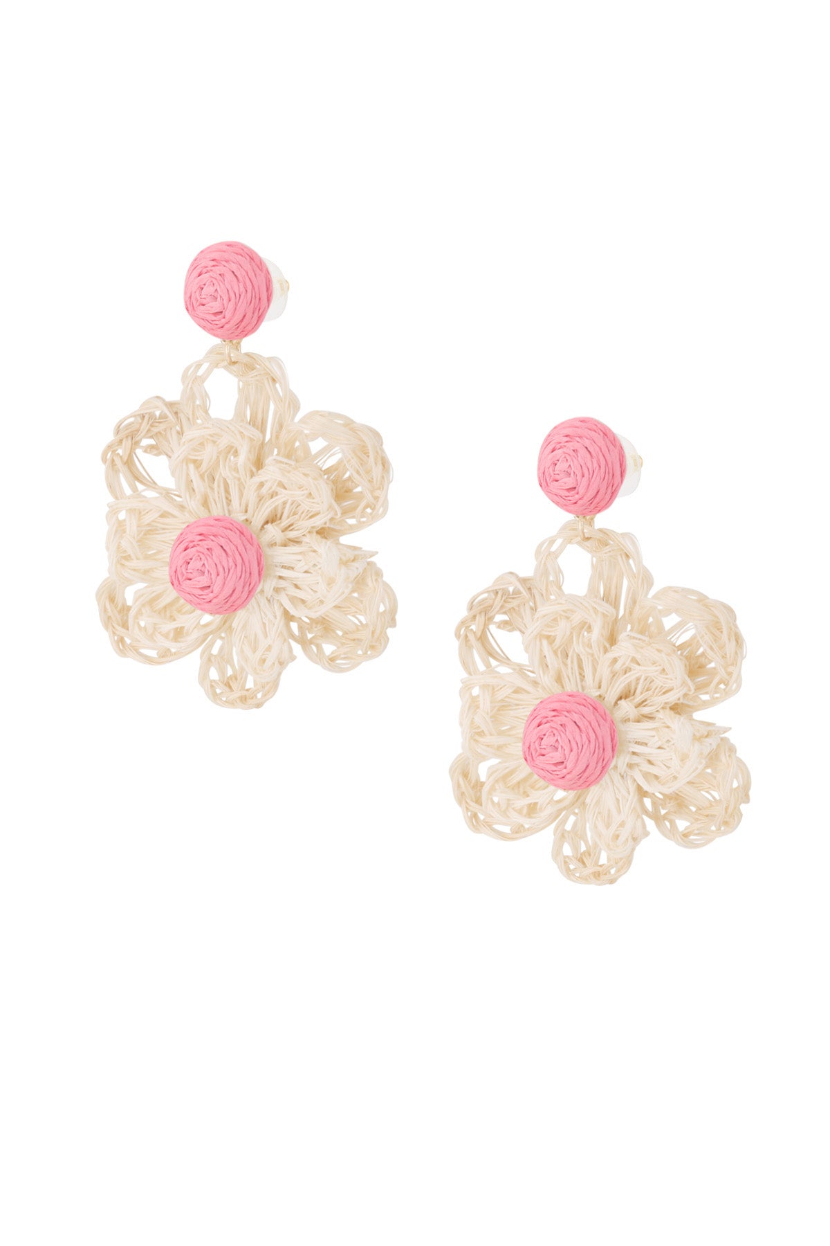 Romantic Pink & Orange Flower Dangle Earrings