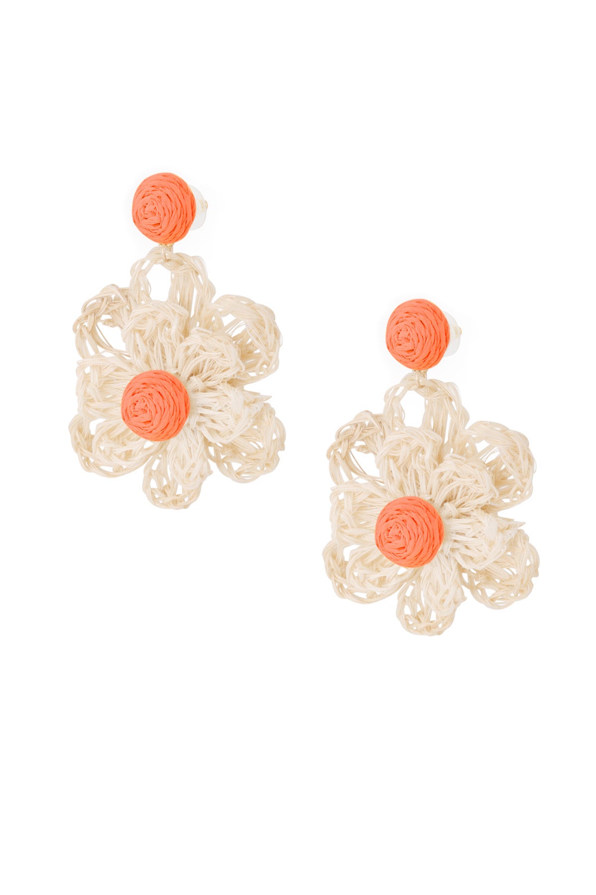 Romantic Pink & Orange Flower Dangle Earrings