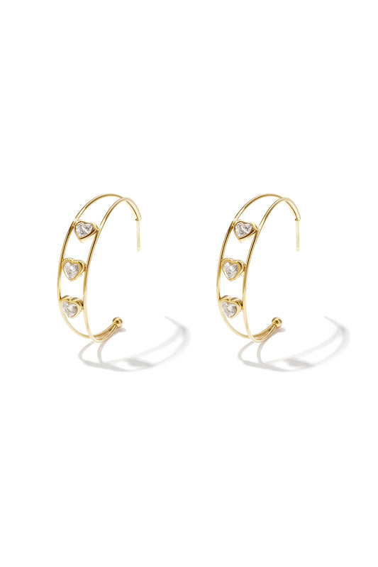 Elegant Gold Heart Hoop Earrings for Women