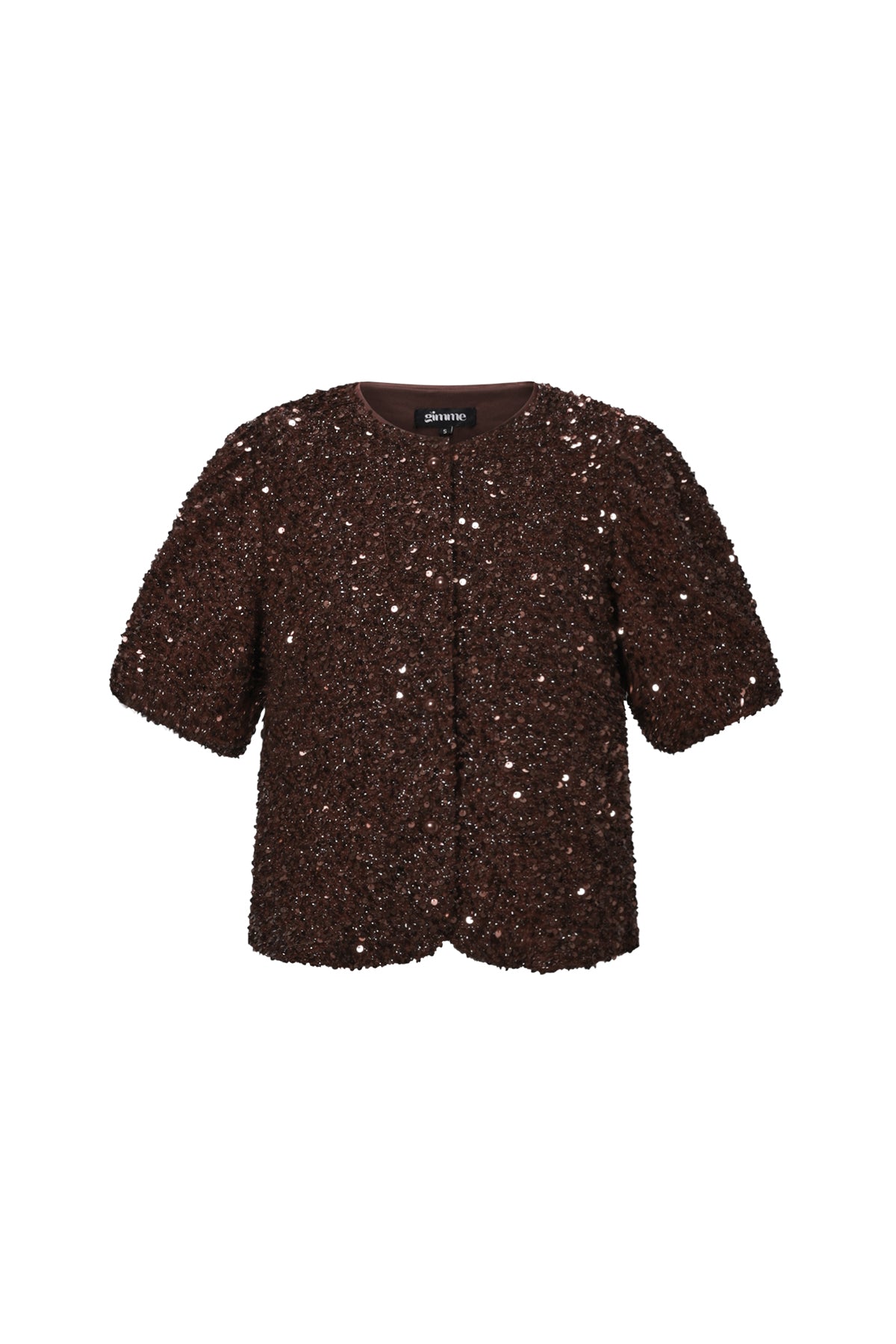 Woven Polyester Fiber Vrouwen Korte Mouwen Tops Elegant Sequins