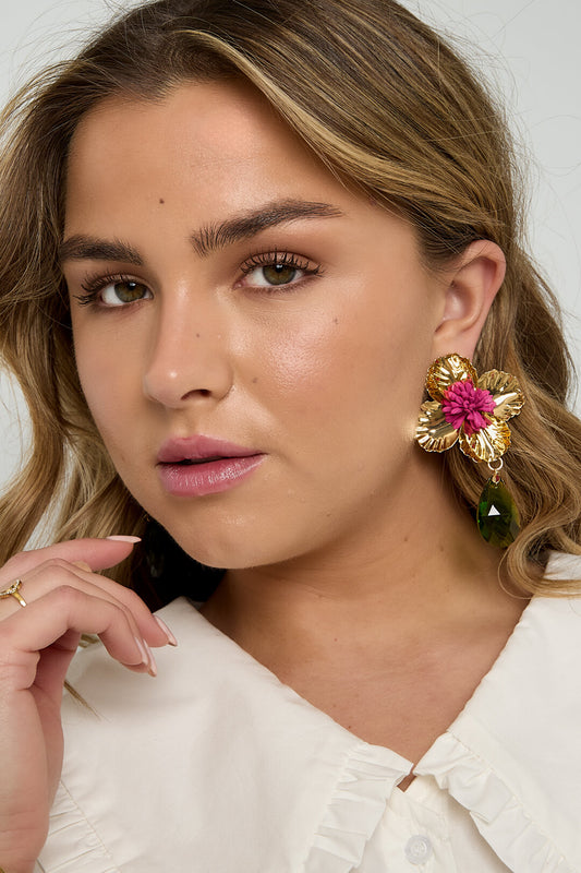 Luxurious Red & Green Drop Earrings for Holiday Glam