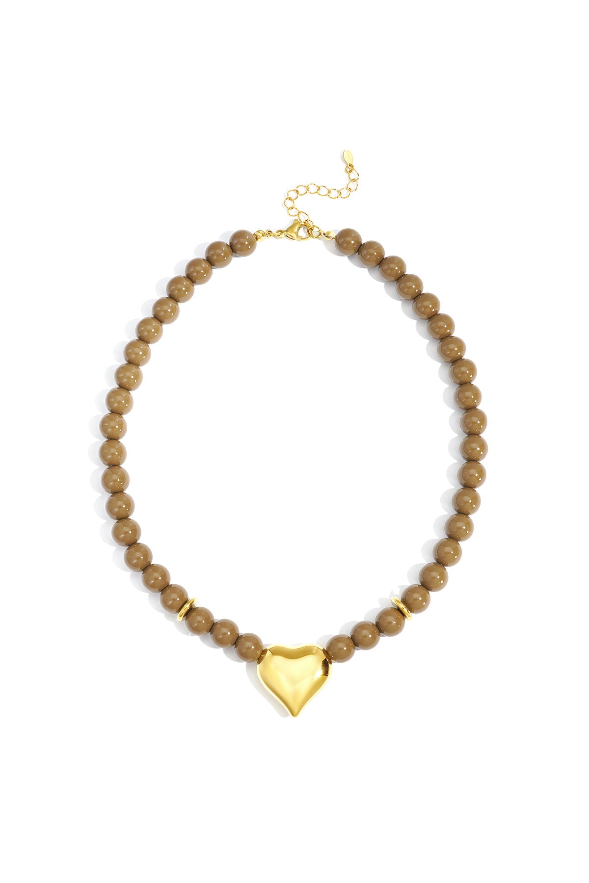 Charming Heart Beads Short Necklace for Women - Crimson & Coffee Brown