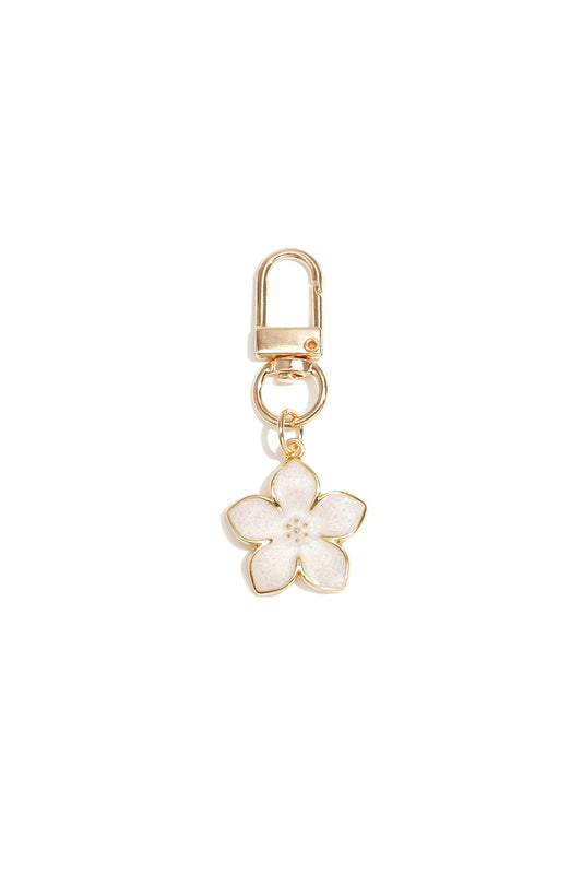 Charming Flower Keychain in Pink, Red & White Gold