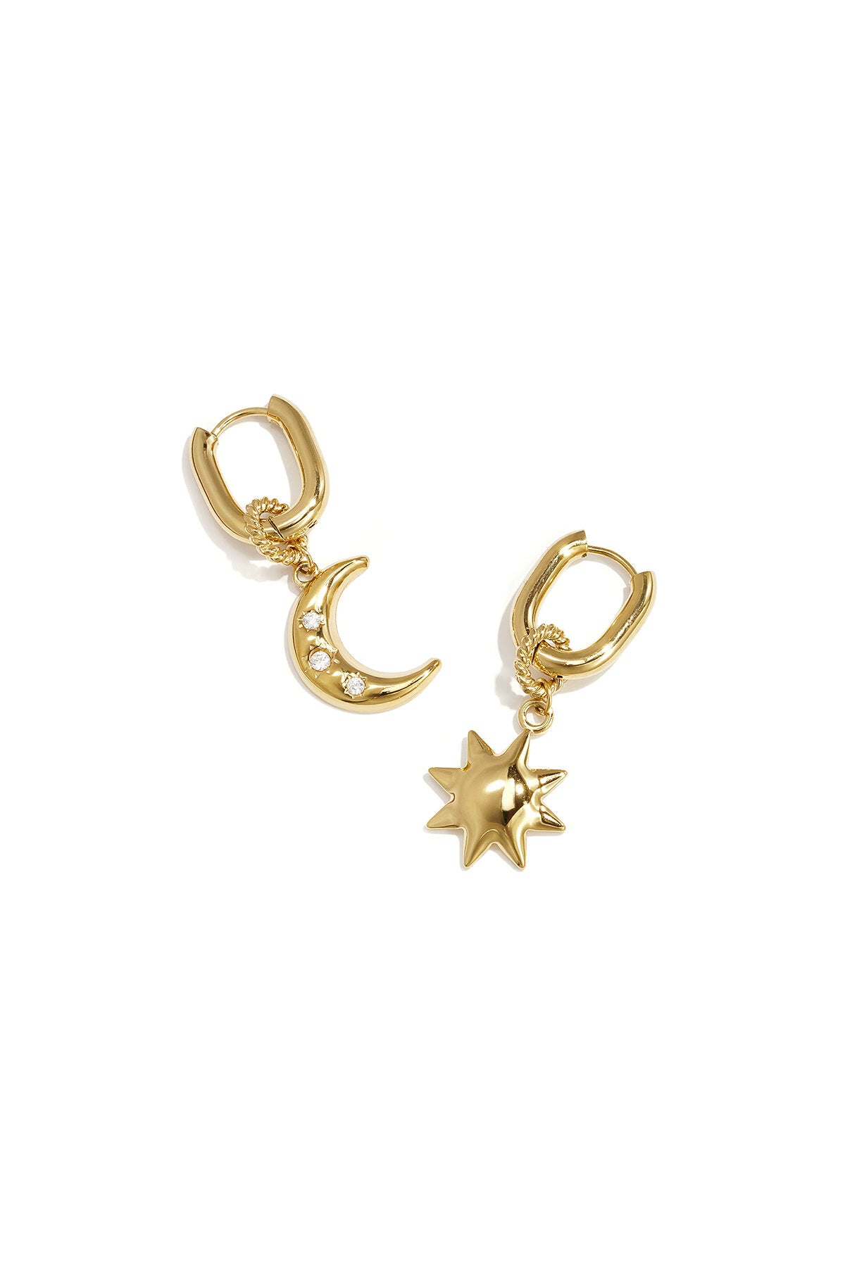 Elegant Sun & Moon Zircon Drop Earrings for Women