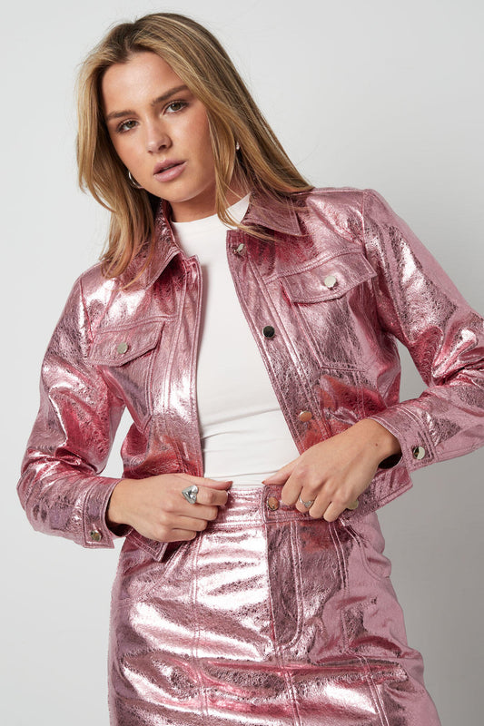 Stylish Pink PU Jacket for Women