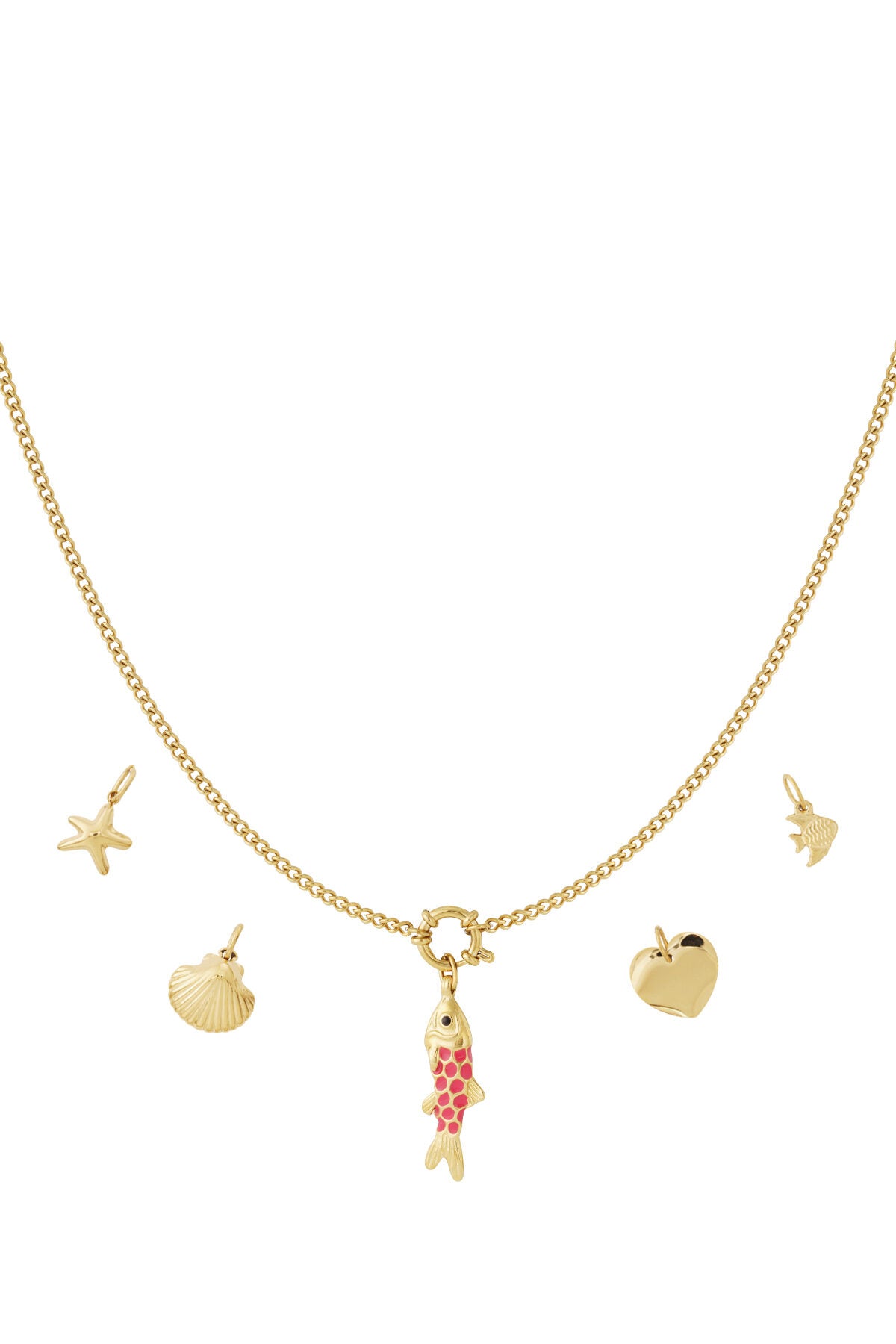 Elegant 14K Gold Plated Fish Pendant Necklace