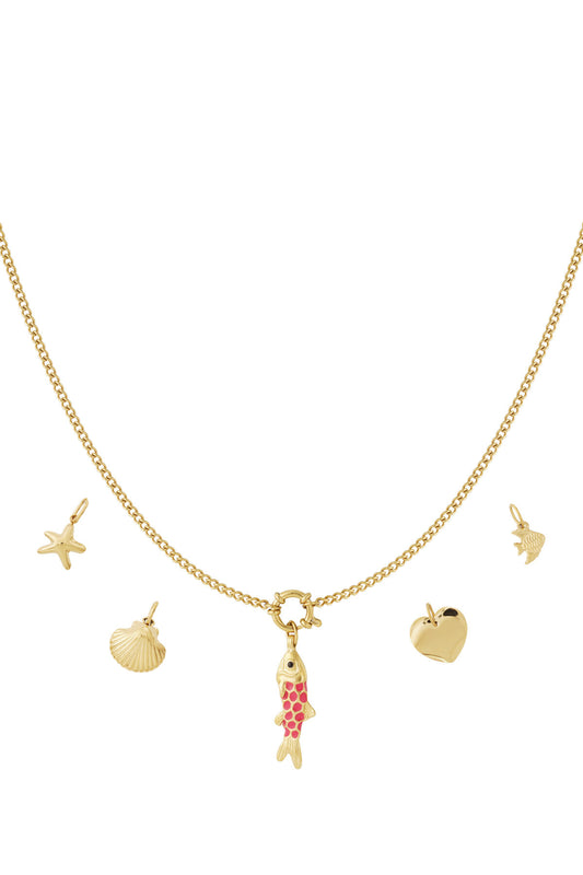 Elegant 14K Gold Plated Fish Pendant Necklace