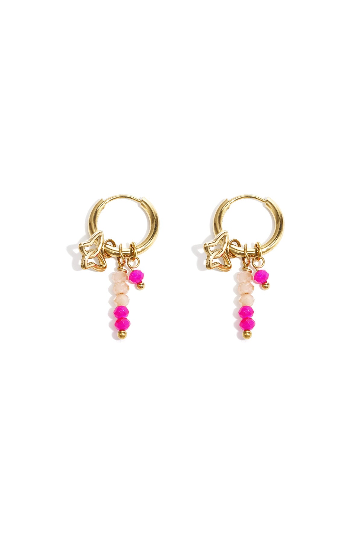 Charming Pink & Green Beaded Earrings for Spring