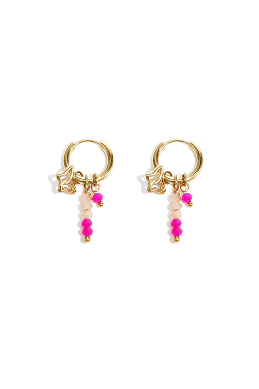 Charming Pink & Green Beaded Earrings for Spring