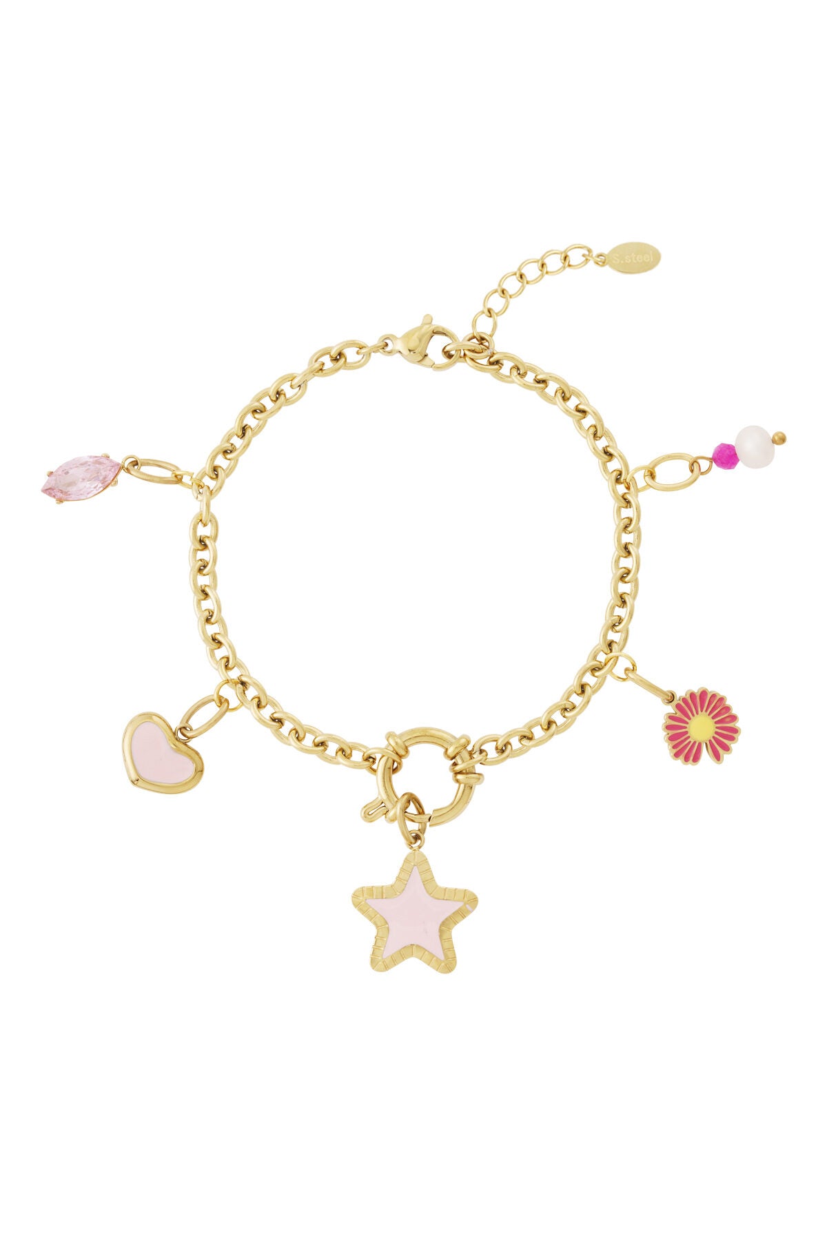 14K Gold Plated Charm Bracelet for Women