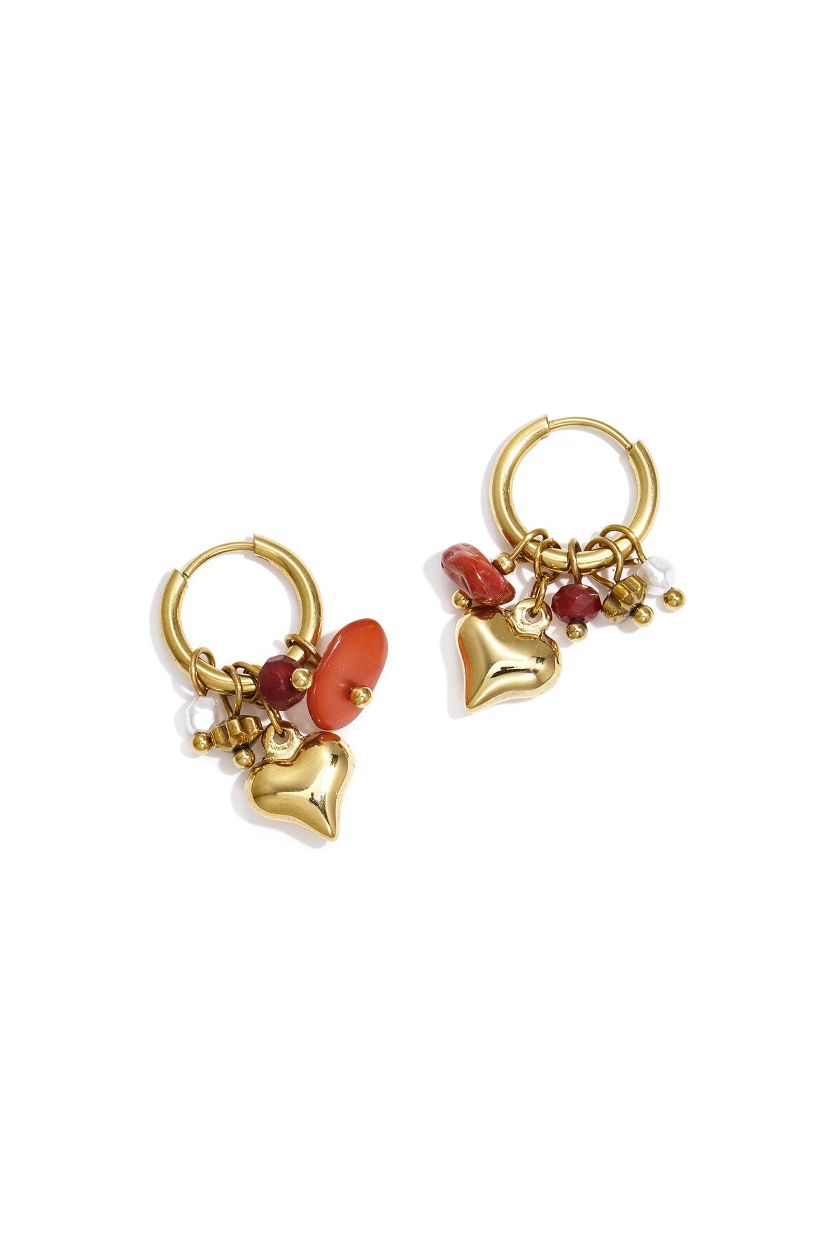 Elegant Heart Dangle Earrings for Women - Pink, Crimson, Coffee Brown