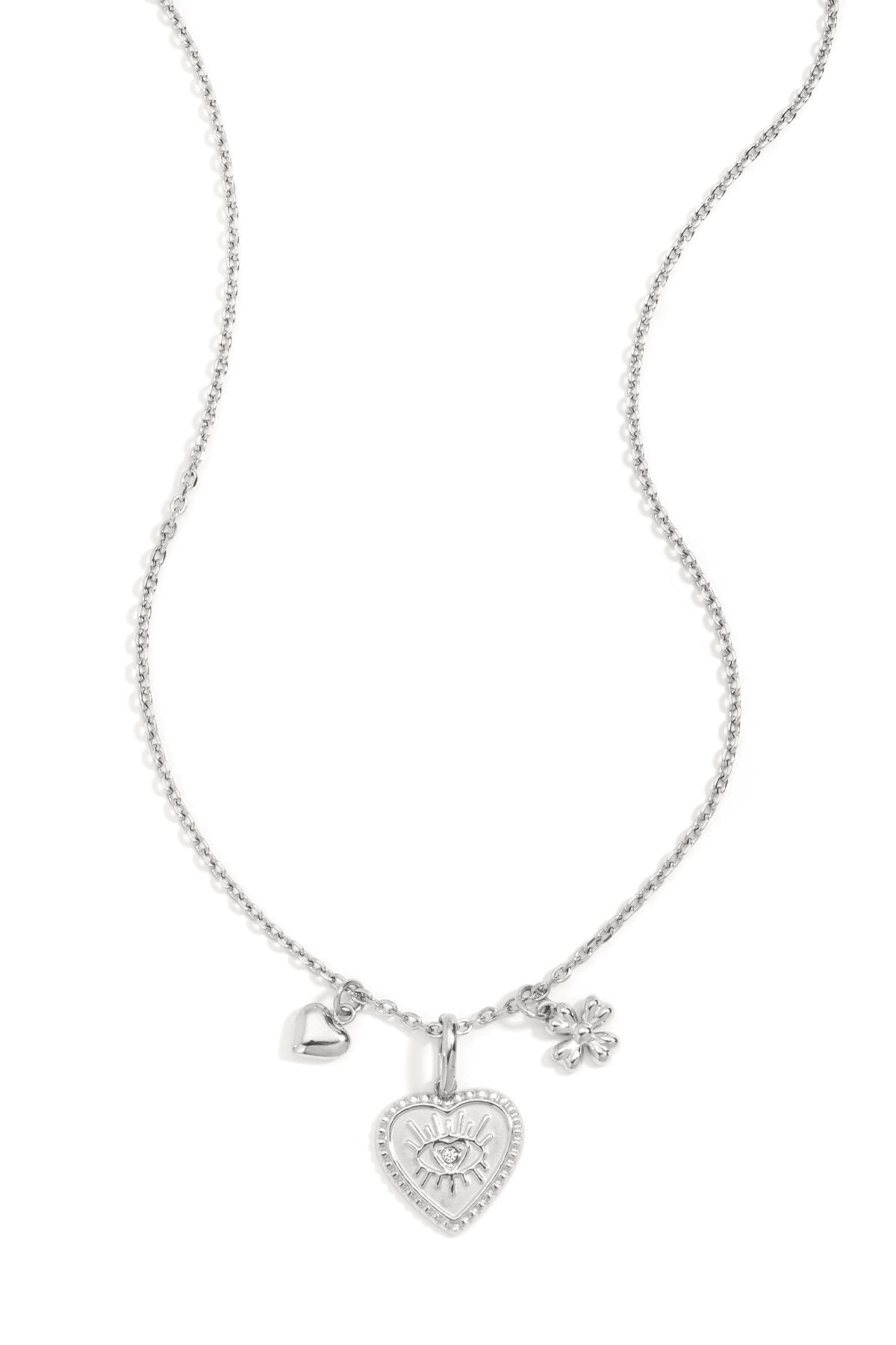 Elegant Devil's Eye & Heart Pendant Necklace
