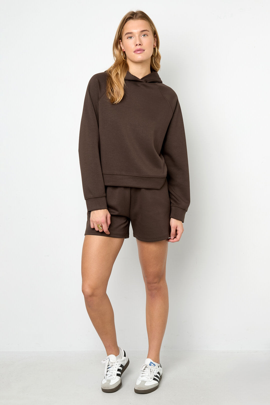 Stylish All-Fit Knitted Hoodie in Navy & Brown