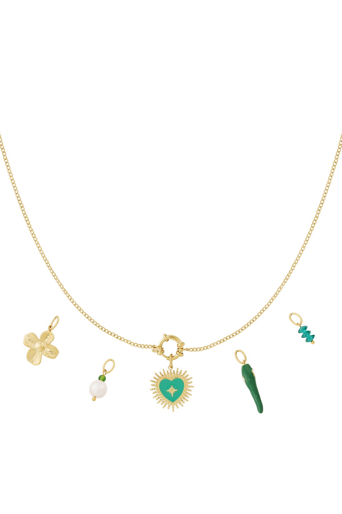 Elegant 14K Gold Plated Flower Heart Necklace