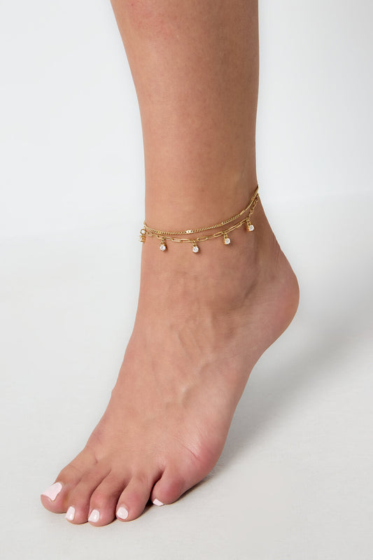 Elegant Gold-Toned Multi-Layered Anklet for Summer