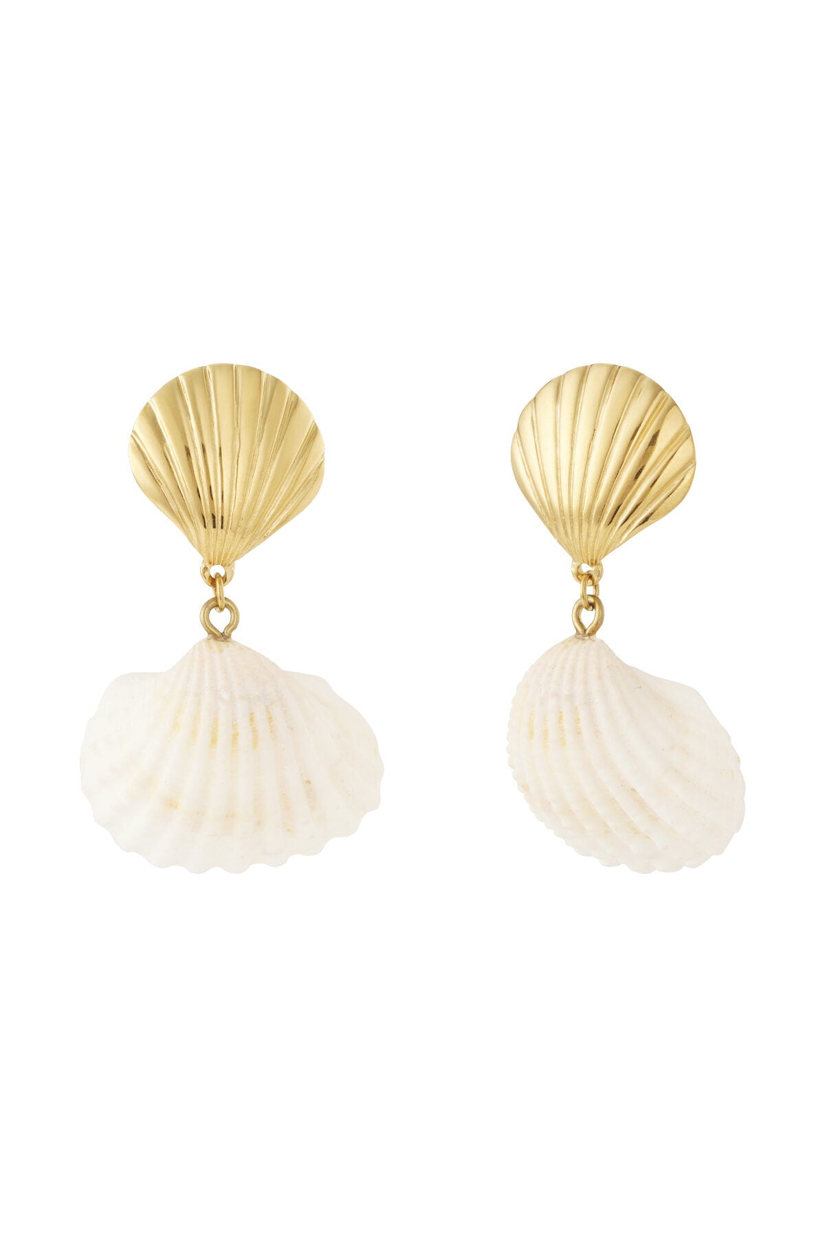 14K Gold Plated Seashell Drop Earrings for Women