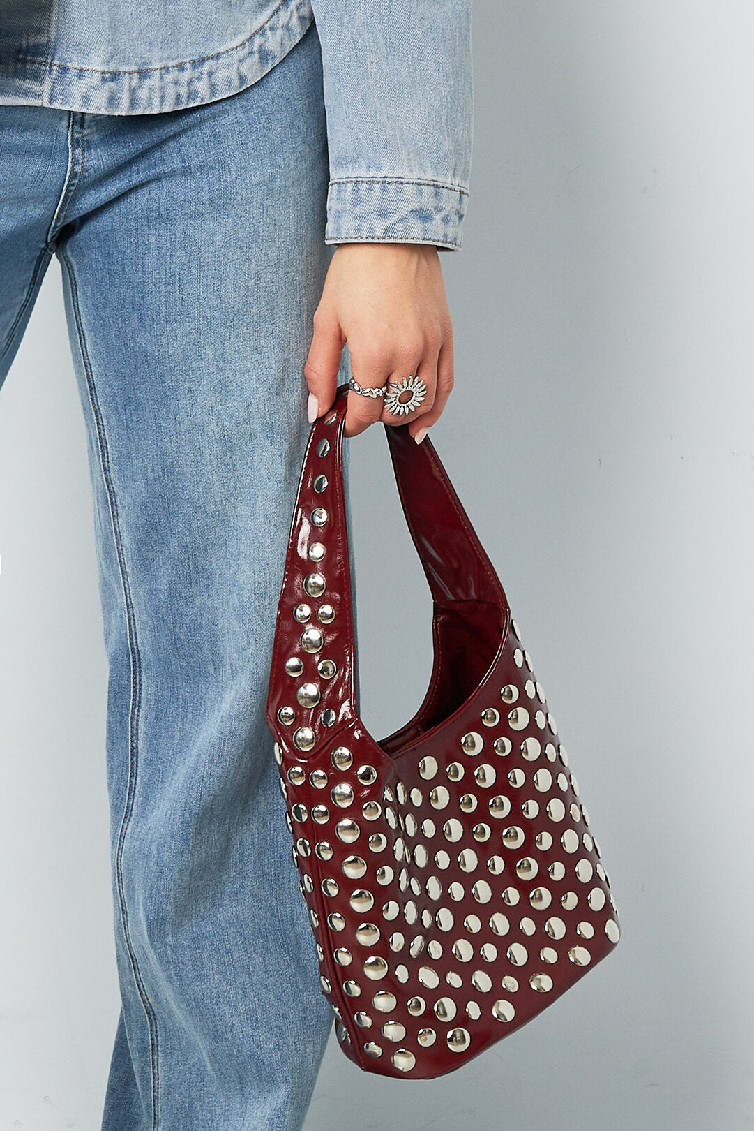 Elegant Wine Red & Black PU Handbag for Daily Chic