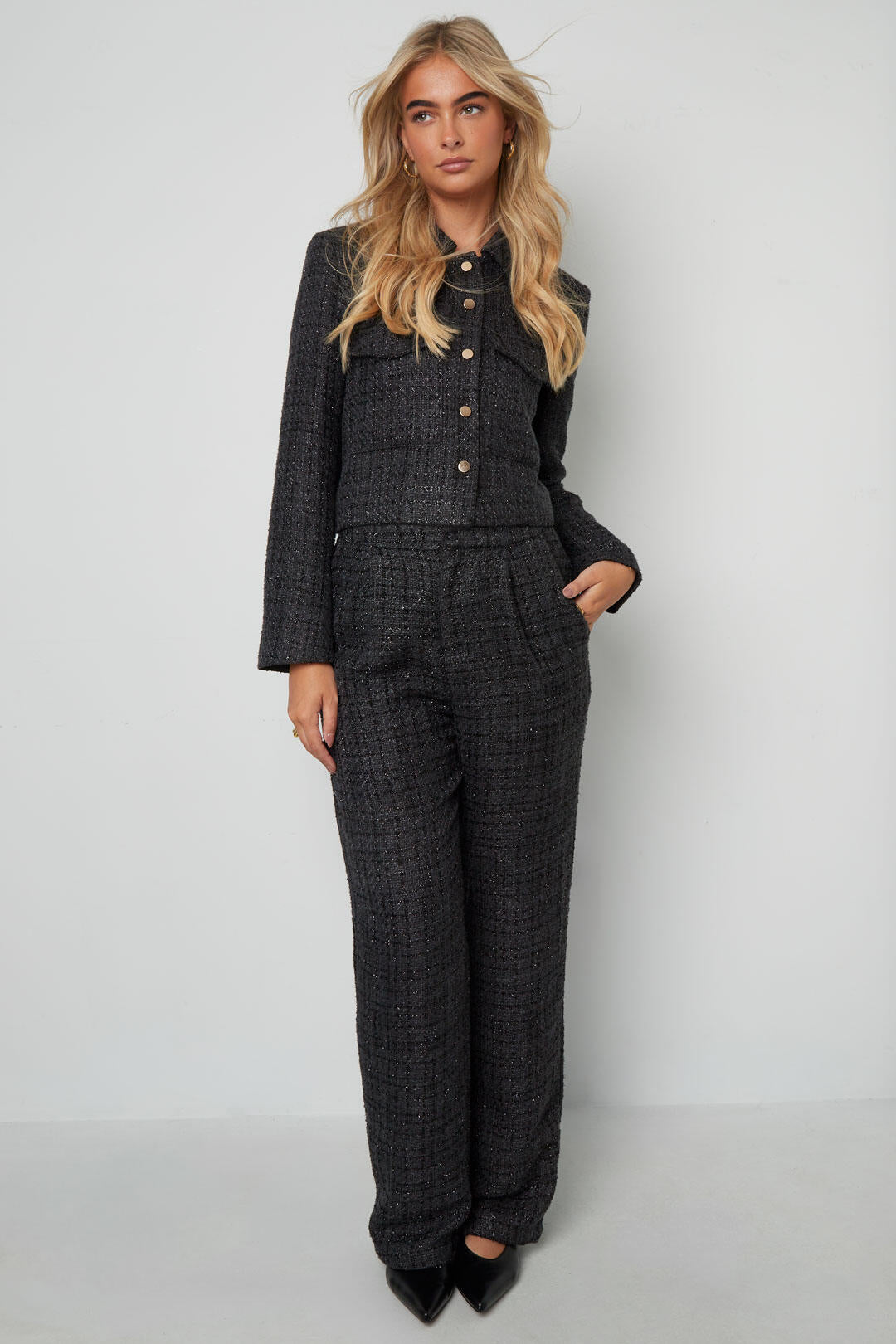 Elegant Checkered Straight Pants for Fall/Winter