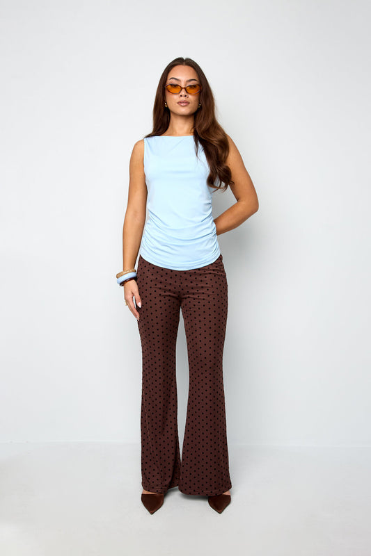 Elegant Flared Pants for Fall Winter - Polka Dots 2-Piece Set