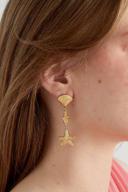Elegant Oceanic Style 14K Gold Plated Drop Earrings