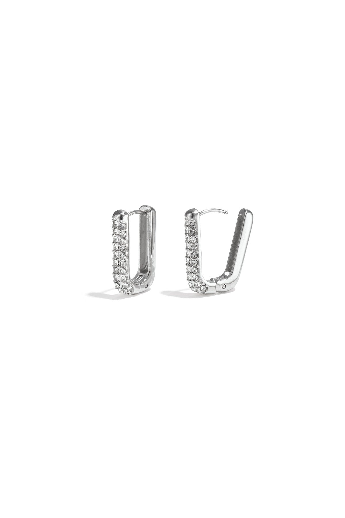 Stylish Stainless Steel Hoop Earrings with Zircon