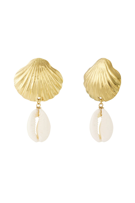 14K Gold Plated Seashell Drop Earrings