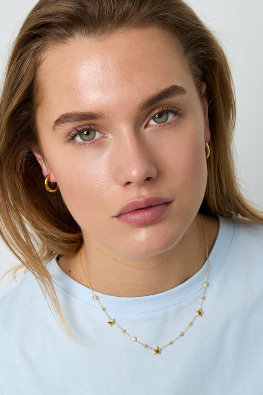 Elegant Star Chain Necklace in Silver & Gold