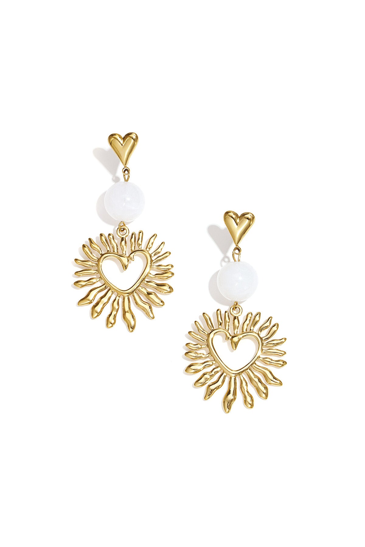 Romantic Heart Dangle Earrings for Women, Stainless Steel & Acrylic