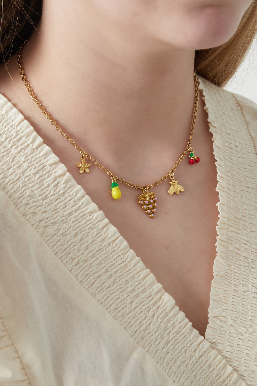 Elegant 14K Gold Plated Fruit Pendant Necklace