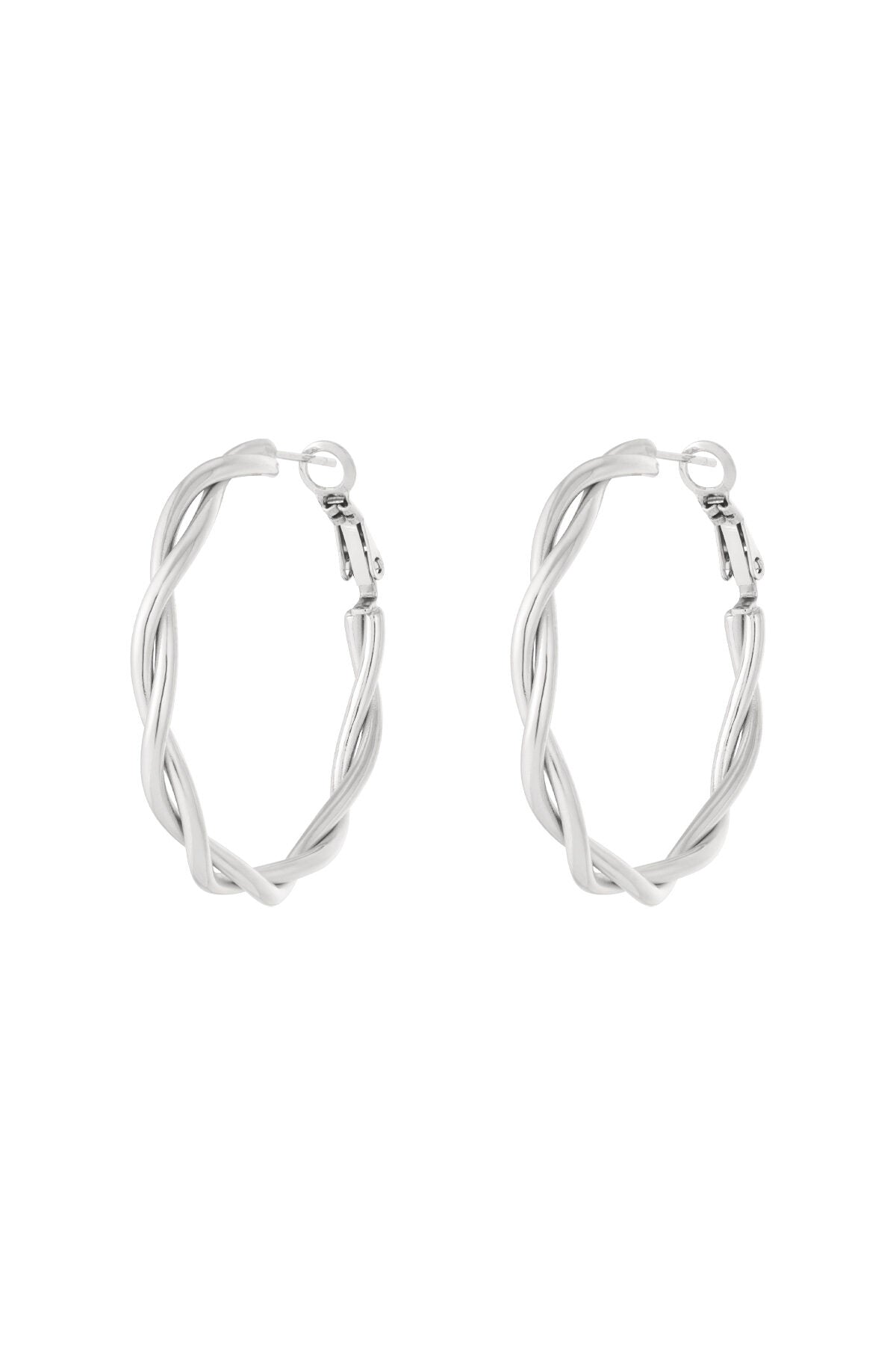 Stylish Stainless Steel Hoop Earrings - Silver & Gold