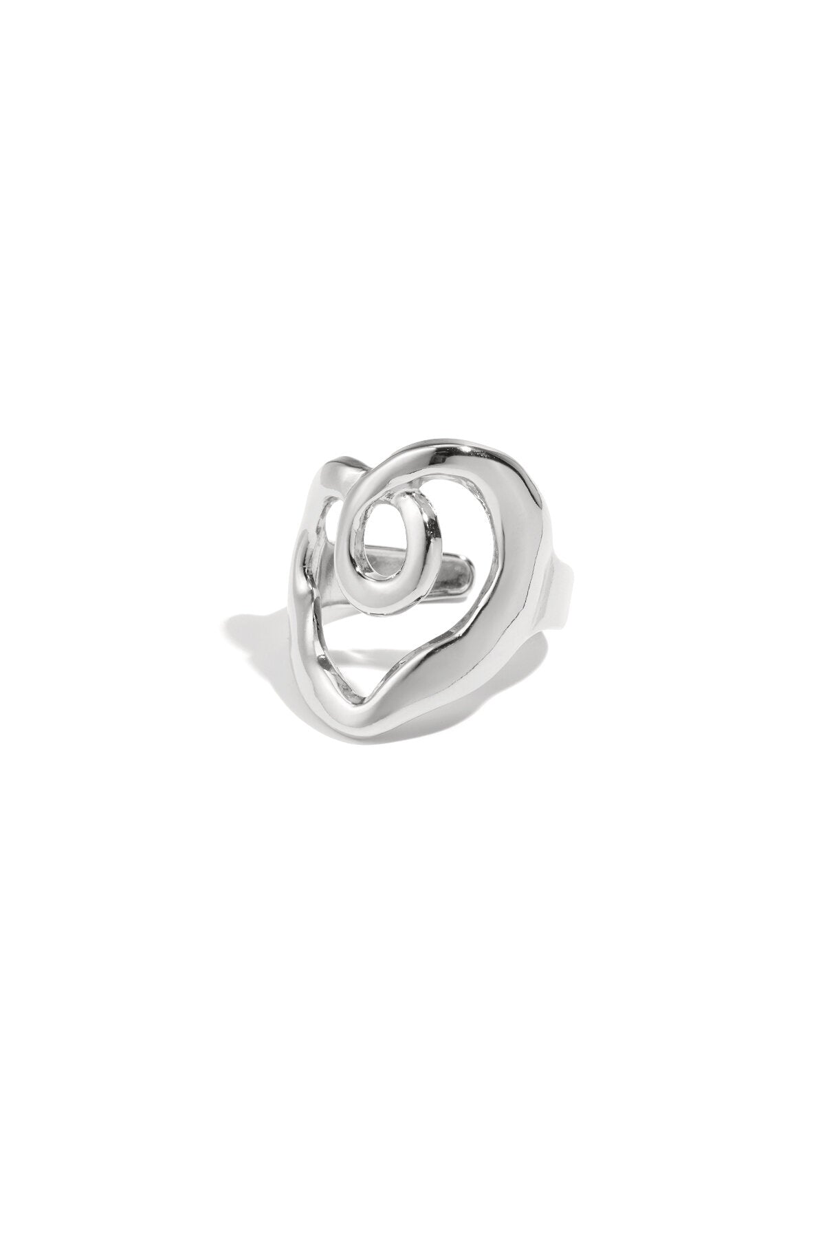 Adjustable Irregular Statement Ring in Silver & Gold