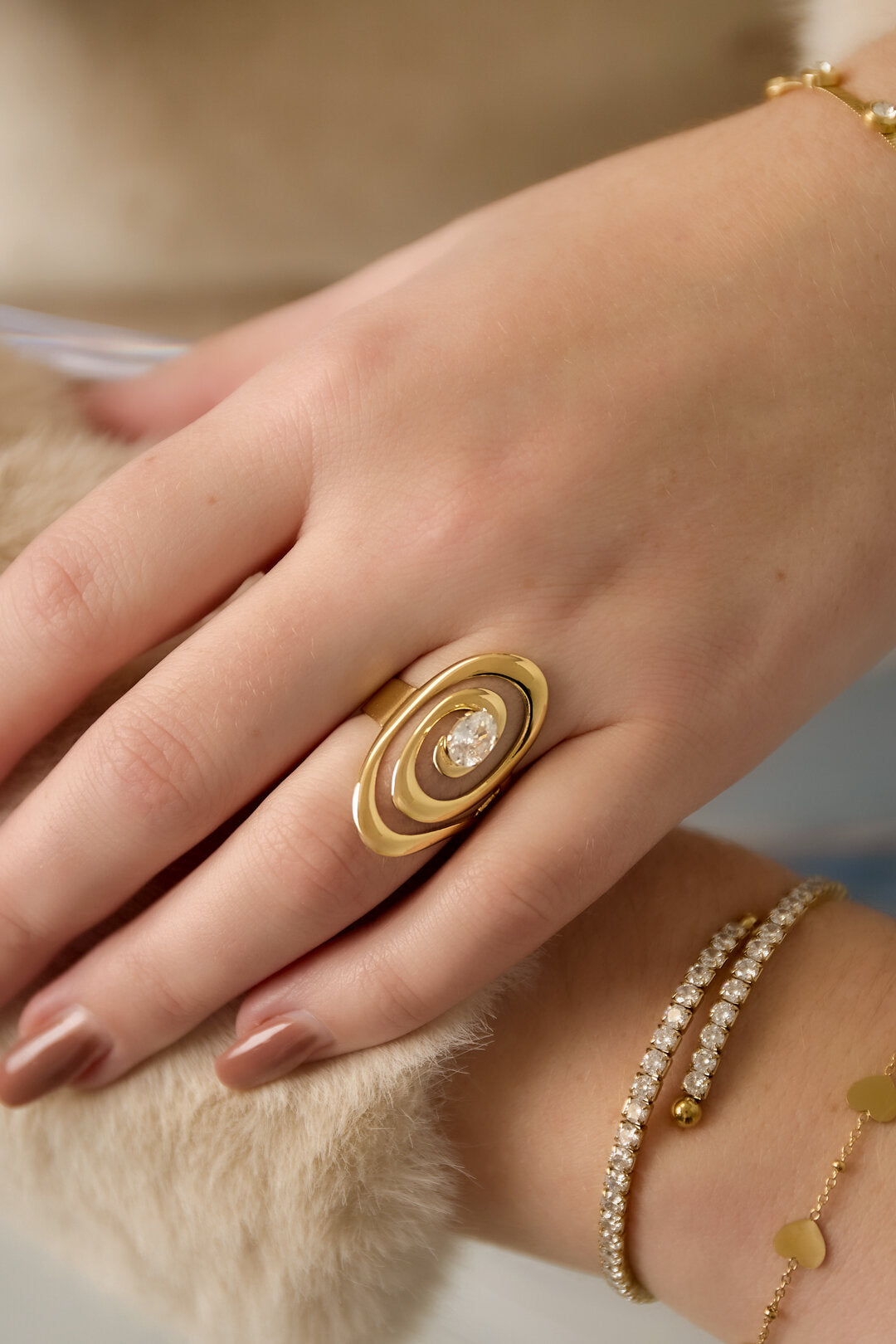 Lumé Gold Adjustable Zircon Ring for Everyday Glam