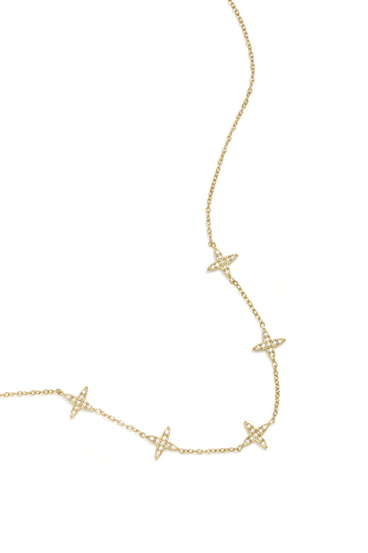 Elegant Zircon Clover Chain Necklace, All Fit
