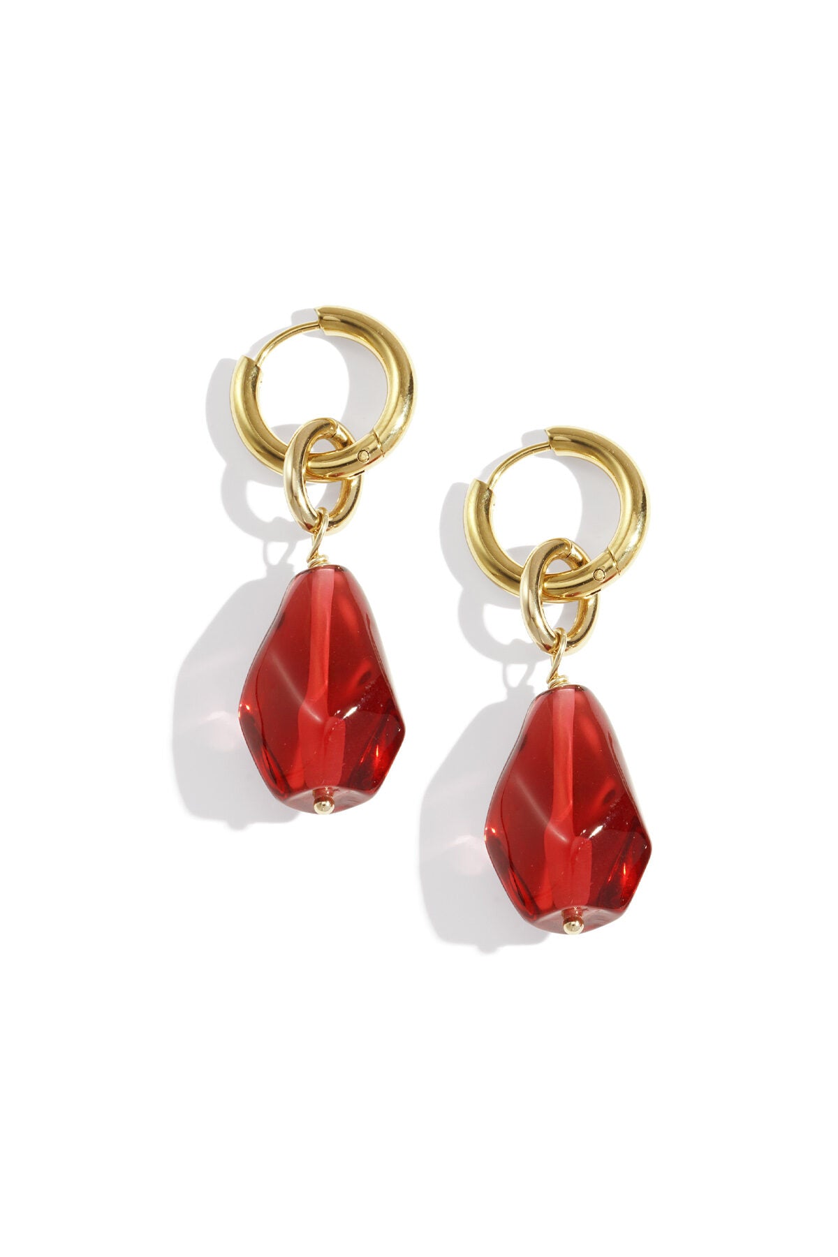 Elegant Drop Earrings in Crimson and Coffee Brown