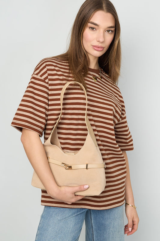 Chic Khaki Suede Shoulder Bag for Women