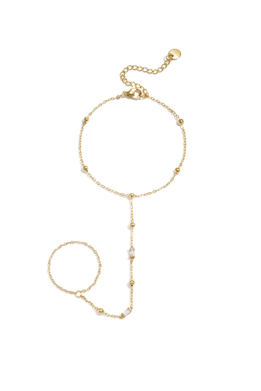 Handchain met bolletjes en rechthoekige steentjes
