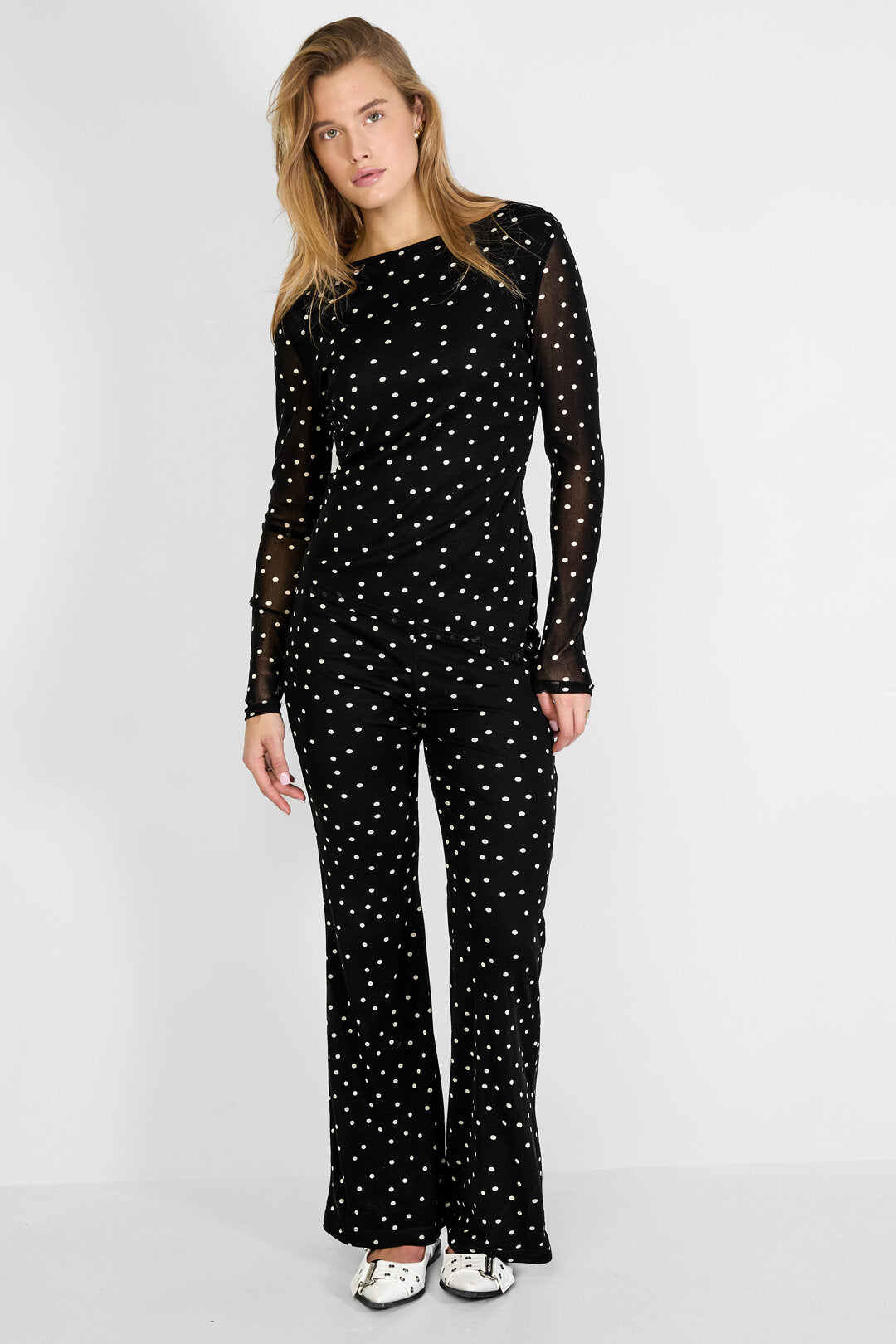 Elegant Polka Dot Long Sleeve Top for Fall/Winter