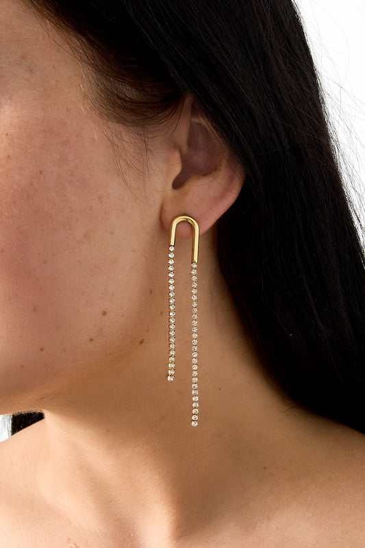 Oorbellen met hangertjes van roestvrij staal en een ketting, eenvoudige serie voor dames, geschikt voor bijeenkomsten/feestjes.