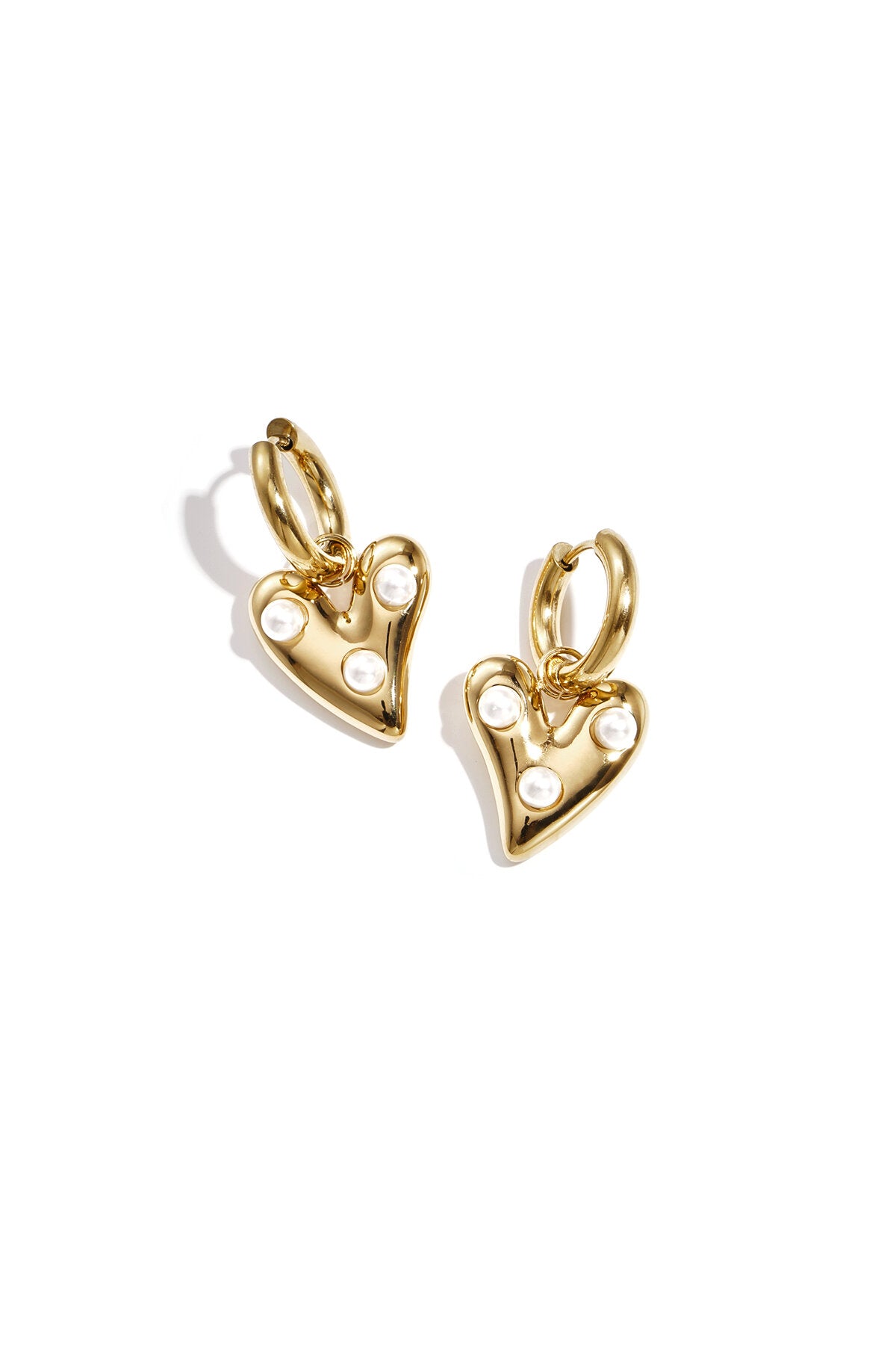 Elegant Gold Heart Drop Earrings for Everyday Wear