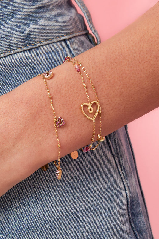 Elegant Multi-Layered Gold Charm Bracelet for Women