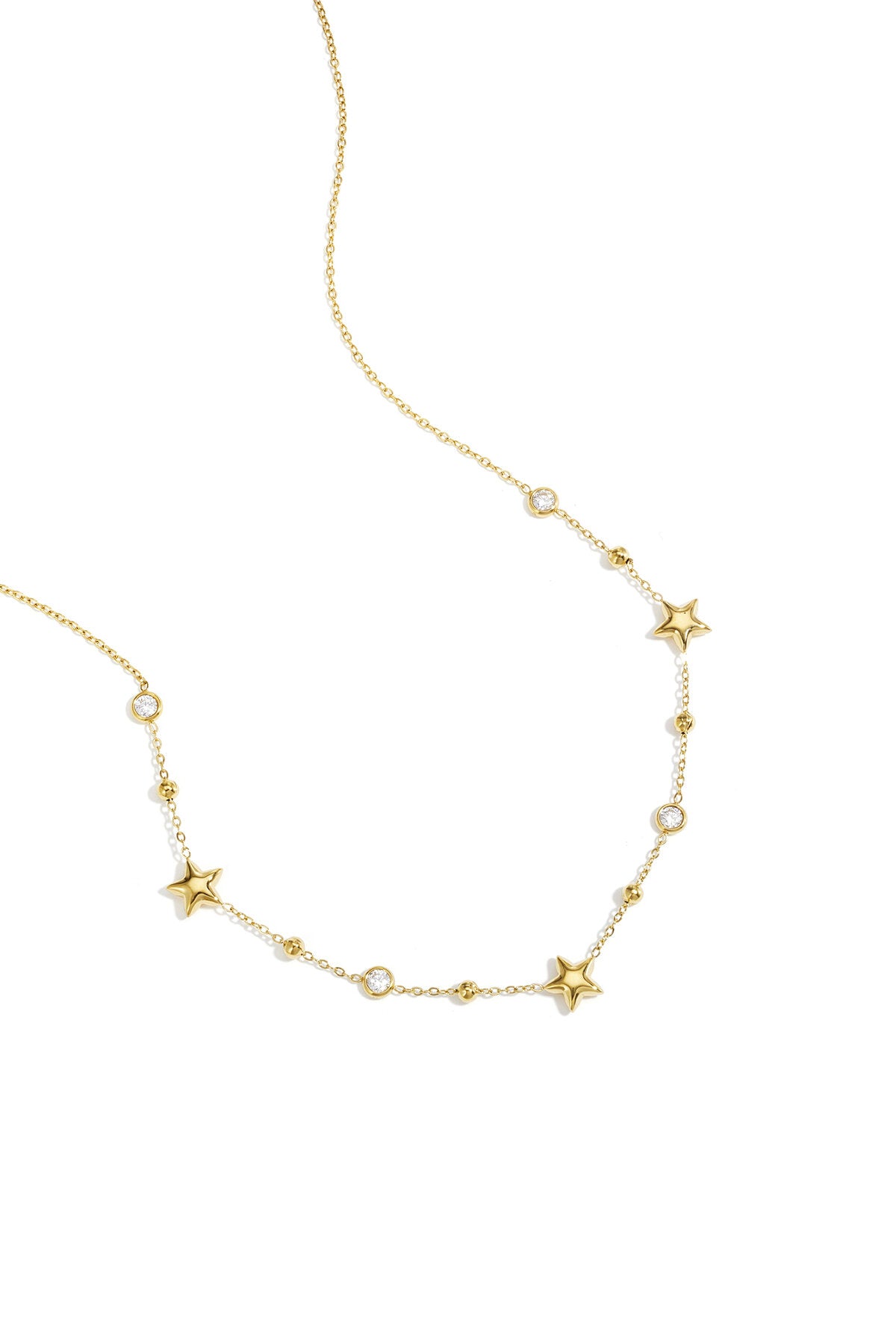 Elegant Star Chain Necklace in Silver & Gold