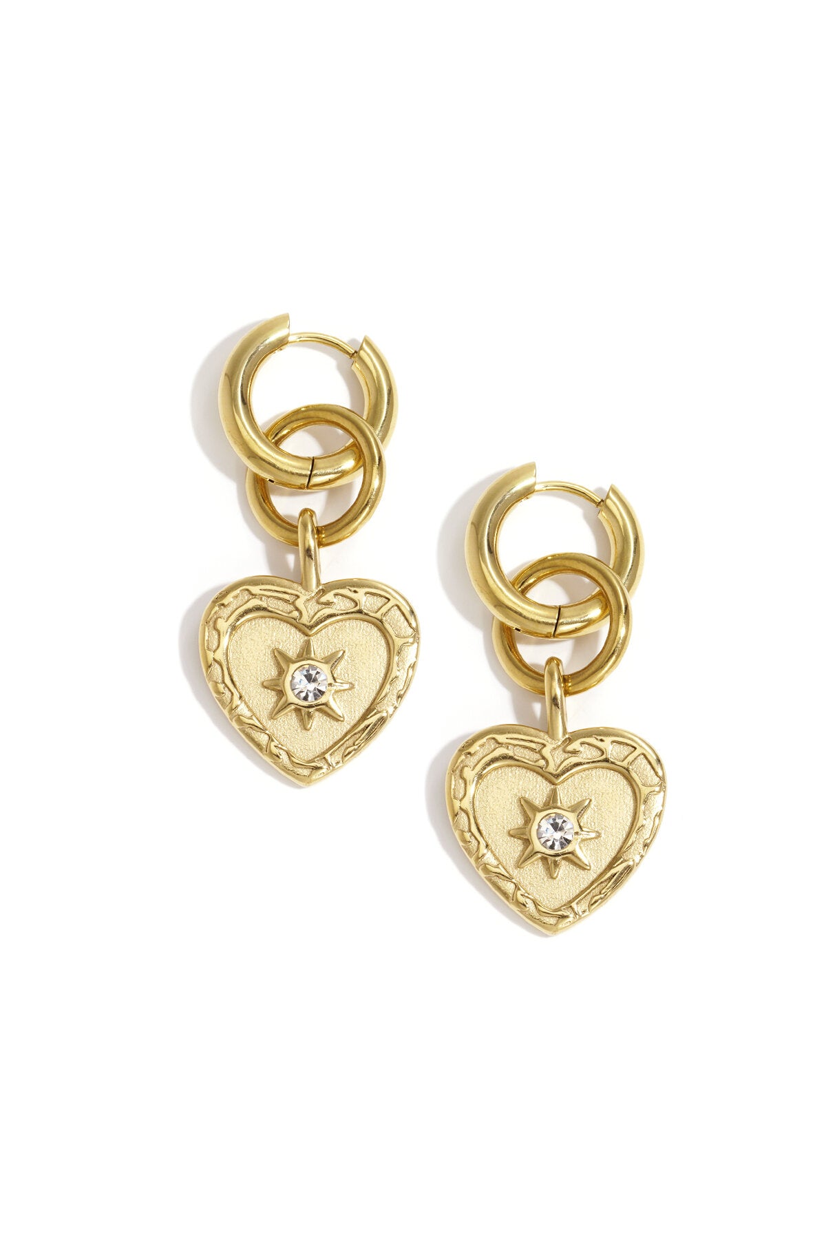 Elegant Heart-Shaped Rhinestone Drop Earrings