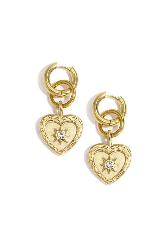 Elegant Heart-Shaped Rhinestone Drop Earrings