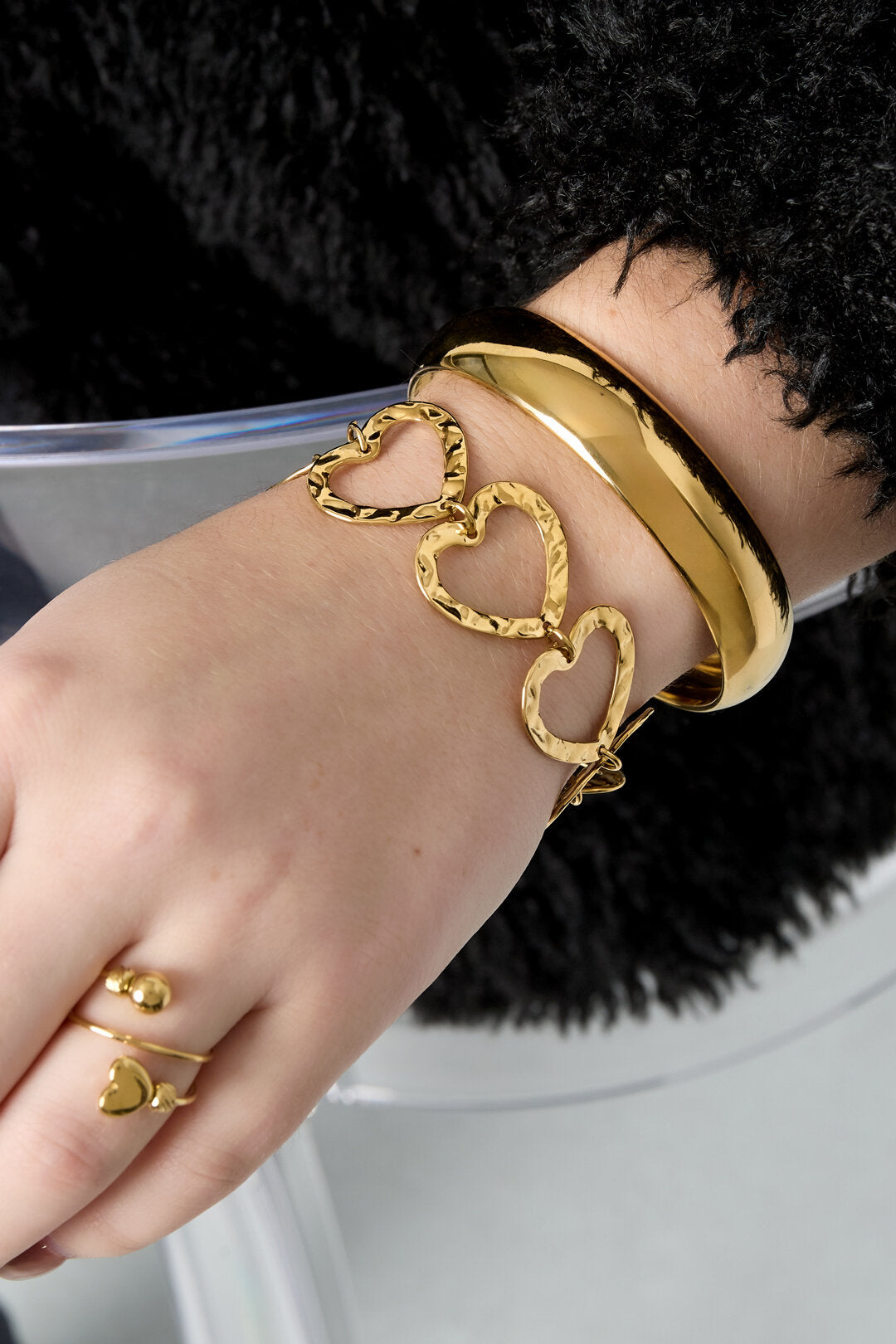 Stylish Gold & Silver Heart Chain Bracelet for Women