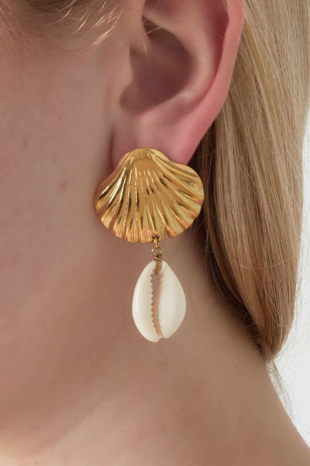 14K Gold Plated Seashell Drop Earrings