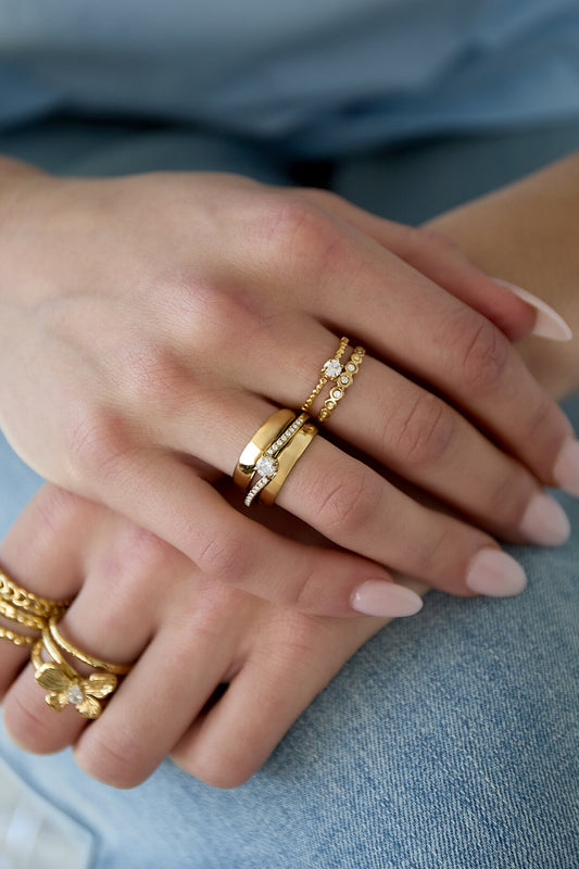 Elegant Adjustable Rhinestone Ring - All Fit