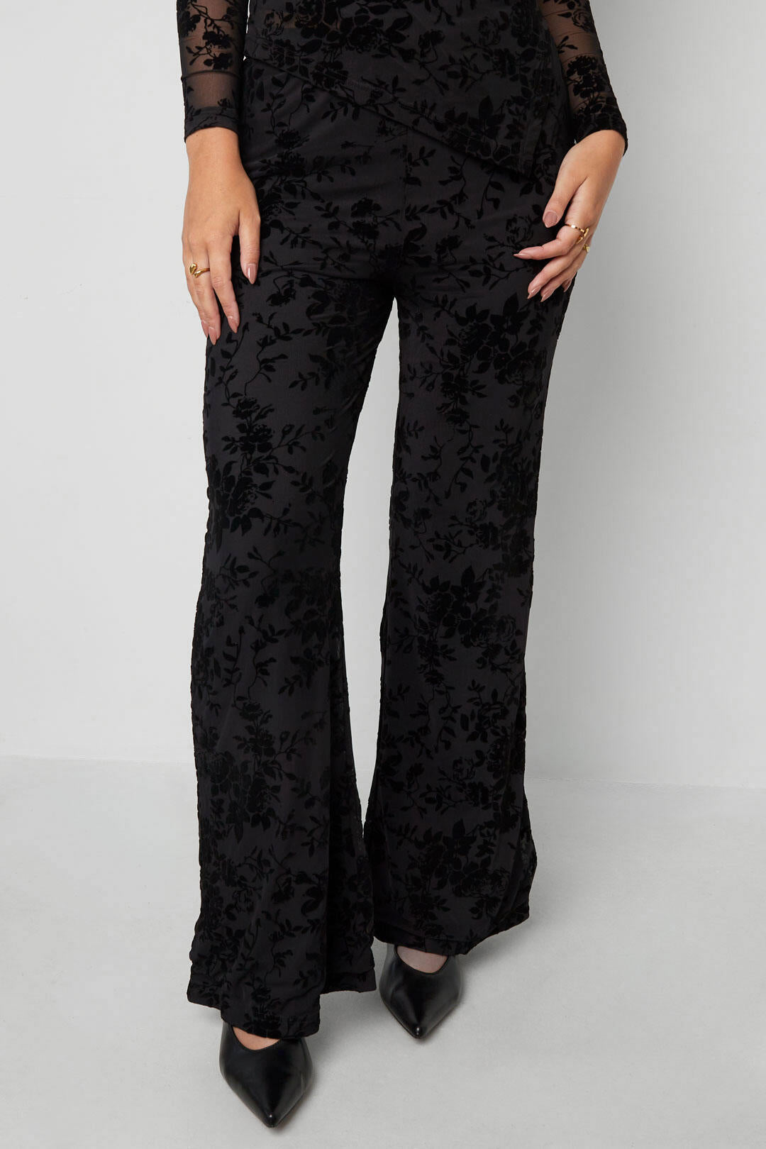 Sexy Floral Flared Pants for Fall Winter