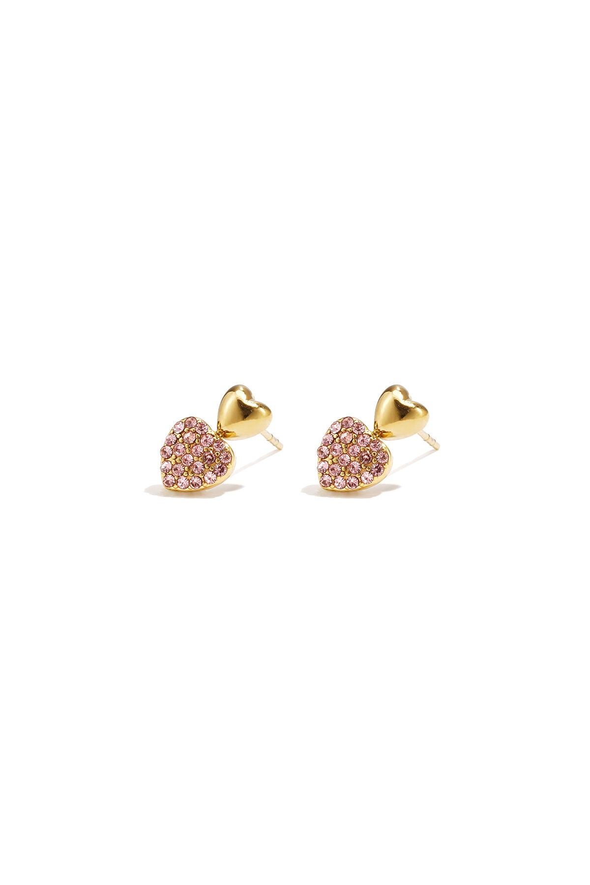 Elegant Pink & White Heart Stud Earrings