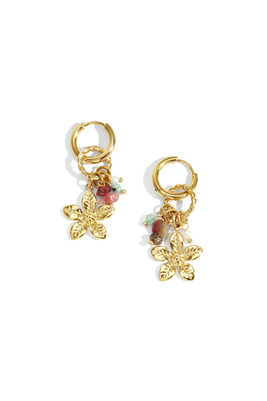 Elegant Gold Color Flower Drop Earrings
